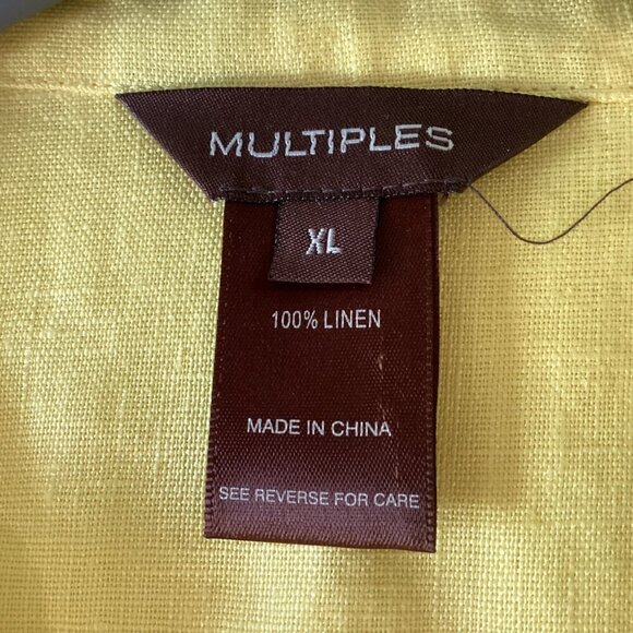 New Multiples Sz XL Bright Yellow 100% Linen A-Line Lagenlook Relaxed Chic - Picture 5 of 15